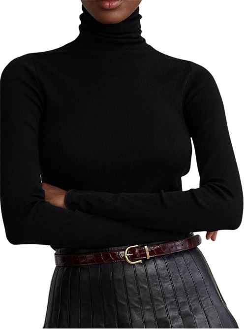 Maglione Donna nero con dettagli a coste POLO RALPH LAUREN | 211814422003